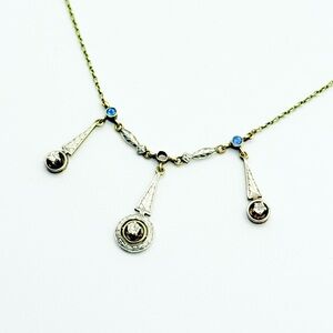 Estate 14k Diamond Necklace - Solid Yellow Gold Vintage or Antique